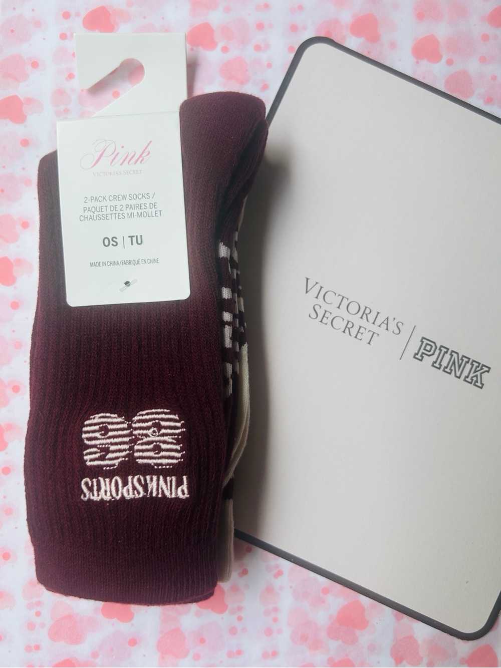 Wild Rose 86 Crew Socks PINK Victoria’s Secret 2 Pack NWT🌹